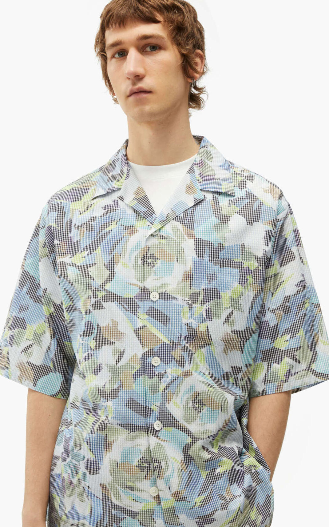 Kenzo Casual Archive Floral Shirt Blue For Mens 7415PMQCZ